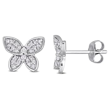 1/5 CT TDW Diamond Butterfly Stud Earrings in 10k White Gold
