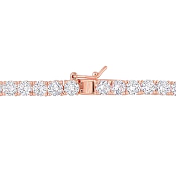 33 CT TGW Created White Sapphire Tennis Necklace in Rose Plated Sterling Silver