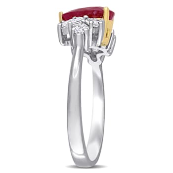 1 1/2 CT TGW Ruby and 1/2 CT TW Diamond Floral Cluster Ring in 2-tone
14K White and Yellow Gold