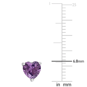 2 3/8 CT TGW Heart Shape Simulated Alexandrite Stud Earrings in Sterling Silver