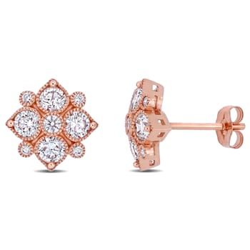 1 CT TW Diamond Square Stud Earrings in 14k Rose Gold