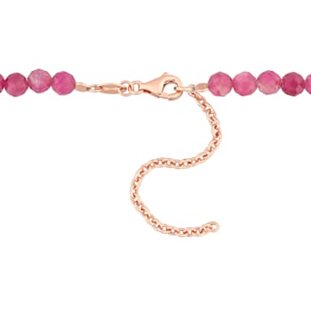 17 CT TGW Pink Tourmaline Beaded Necklace with Rose Plated Sterling
Silver Clasp