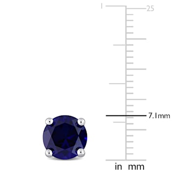 3 1/4 CT TGW Created Blue Sapphire Stud Earrings in Sterling Silver
