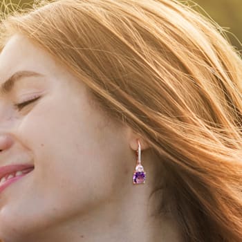 4 1/3 CT TGW Amethyst, Rose de France and Diamond Accent Earrings in
Rose Plated Sterling Silver
