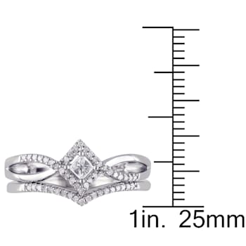 1/4 CT TW Princess Cut Diamond Split Shank Bridal Set in Sterling Silver