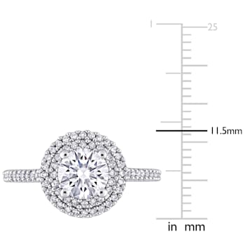 1 CT DEW Created Moissanite and 1/3 CT TW Diamond Double Halo Engagement
Ring in 14K White Gold