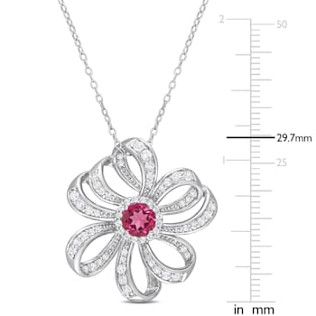 2 3/4 CT TGW Pink Topaz and White Topaz Flower Pendant with Chain in
Sterling Silver