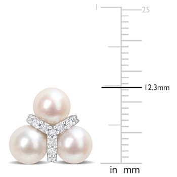 6-6.5MM Freshwater Cultured Pearl and 1/5 CT TGW White Topaz Earring in
Sterling Silver