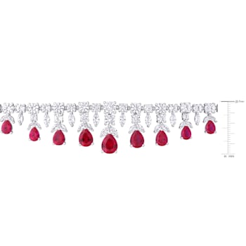 63 4/5 CT TGW Created Ruby and Created White Sapphire Necklace in
Sterling Silver
