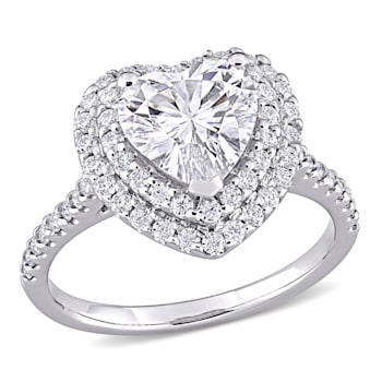 2-5/8 CT DEW Created Moissanite Double Halo Engagement Ring in 10K White Gold