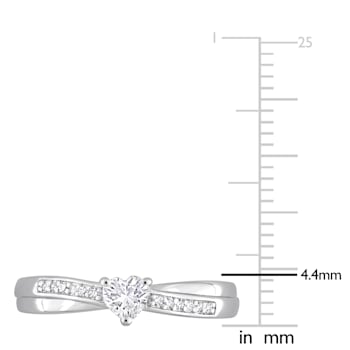 1/4 CT TGW Created White Sapphire and Diamond Accent Heart Ring in
Sterling Silver
