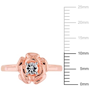 Rose Plated over Sterling Silver 1/3ctw Created Sapphire Floral Ring