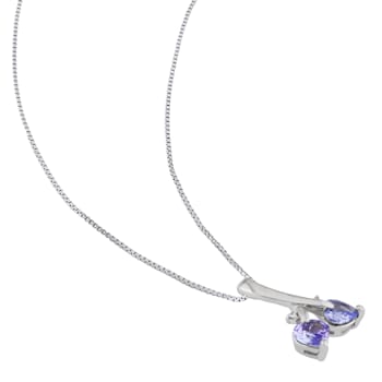 4/5 CT TGW Tanzanite and Diamond Accent Double Heart Pendant with Chain
in Sterling Silver