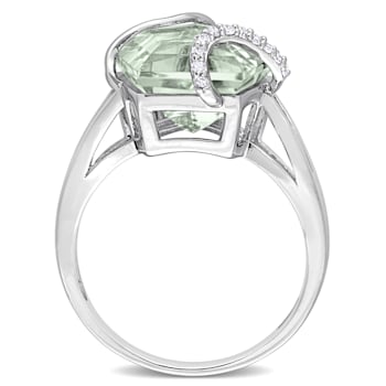 6 1/2 CTW Green Quartz and Diamond Accent Swirl Ring in Sterling Silver