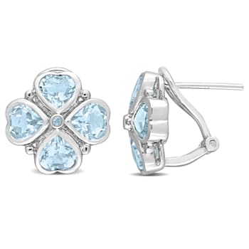 4 2/5 CT TGW Sky Blue Topaz Floral Earrings in Sterling Silver