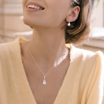 11-12MM Freshwater Cultured Pearl and 1/10 CT TW Diamond Earrings and
Pendant Set in Sterling Silver