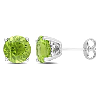 4 CT TGW Peridot Stud Earrings in Sterling Silver