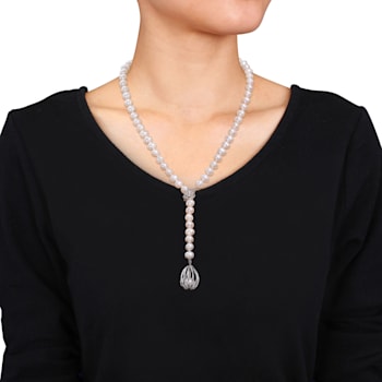 7-7.5 MM Freshwater Cultured Pearl Drop Necklace in Sterling Silver