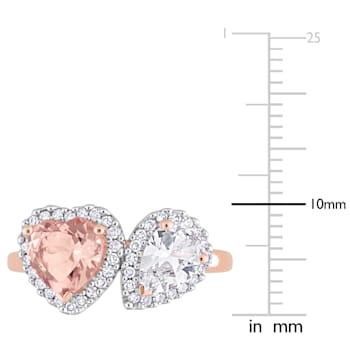 2 1/4 CT TGW Morganite, Created White Sapphire and 1/5 CT TW Diamond
2-Stone Ring in 14K Rose Gold