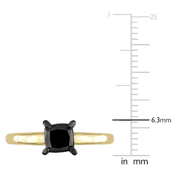 1 ct Black Diamond Solitaire Engagement Ring in 14K Yellow Gold