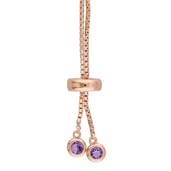 Amethyst Tassel Bolo Bracelet in 18K Rose Gold Over Sterling Silver