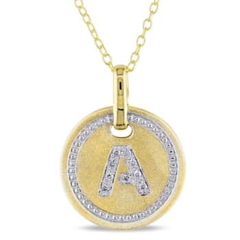 Diamond "A" Initial Pendant with Chain in 18K Yellow Gold Over
Sterling Silver
