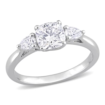 1 2/5 CT TGW Created Moissanite 3-Stone Ring in Sterling Silver