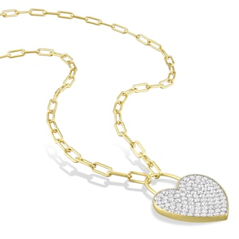 4 1/2 CT TGW Created White Sapphire Heart Pendant with Chain in Yellow
Plated Sterling Silver