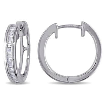 1/4 CT TW Diamond Hoop Earrings in Sterling Silver