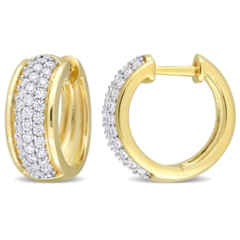 1/2 CT TGW Created Moissanite Hoop Earrings in Yellow Plated Sterling Silver