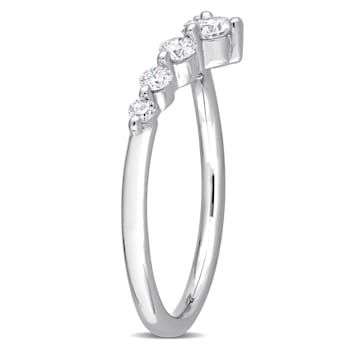 3/8 CT TGW Lab Grown Diamond Chevron Ring in Platinum Plated Sterling Silver