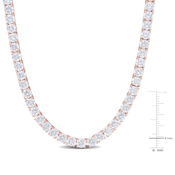 46 1/3 CT TGW Cubic Zirconia Tennis Necklace in Rose Plated Sterling Silver