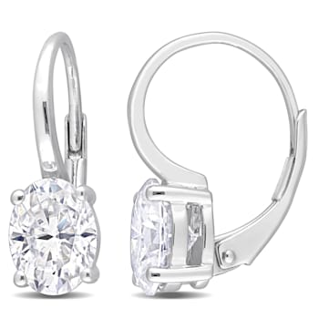 2 1/2 CT TGW Created Moissanite Drop Earrings in Sterling Silver