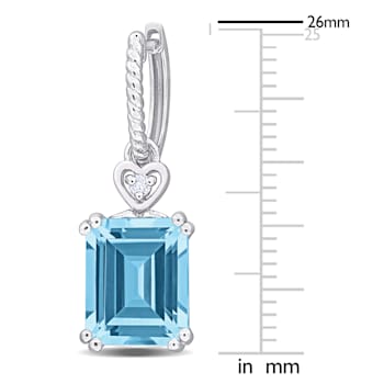 8 1/4 CT TGW Sky Blue Topaz and White Topaz Drop Earrings in Sterling Silver