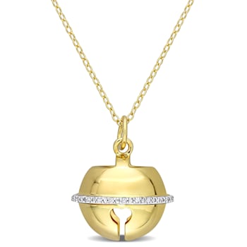 Diamond Accent Lock Charm with Chain in Yellow Plated Sterling Silver