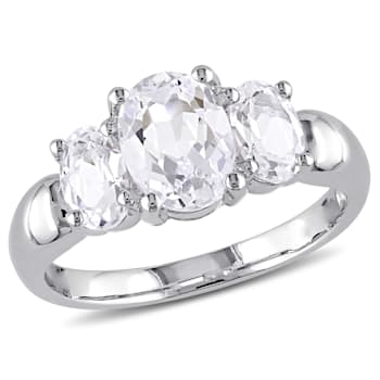 3 1/2 CT TGW Created White Sapphire 3-Stone Ring in Sterling Silver