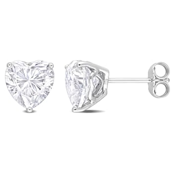 4 CT TGW Heart Created Moissanite Stud Earrings in Sterling Silver