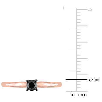 1/4 ct Black Diamond Solitaire Engagement Ring in 14K Rose Gold