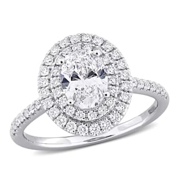 1 1/2 CT TW Lab-Grown Diamond Halo Ring in 14K White Gold