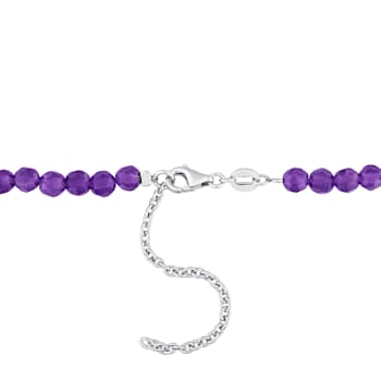 15 CT TGW Amethyst Beaded Necklace with Sterling Silver Clasp
