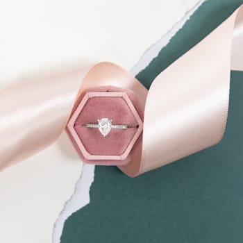 3-1/2 CT DEW Created Moissanite Engagement Ring in 10K White Gold