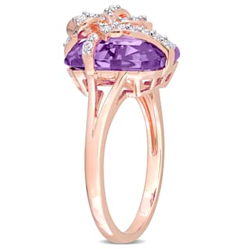 6 3/4 CT TGW Amethyst and Topaz Ring in Rose Plated Sterling Silver