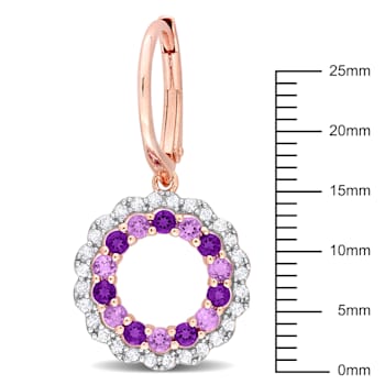 1 2/5 CT TGW Multi Gemstone Open Circle Drop Earrings in 18K Rose Gold
Over Sterling Silver