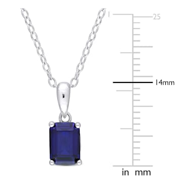 1 5/8 CT TGW Created Blue Sapphire Solitaire Pendant with Chain in
Sterling Silver