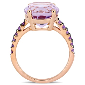7 7/8 CT TGW Amethyst & Rose de France Ring in 18K Rose Gold Over
Sterling Silver with Black Rhodium