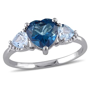 2 1/5 CT TGW London Blue and Sky Blue Topaz and Diamond Accent Ring in
Sterling Silver
