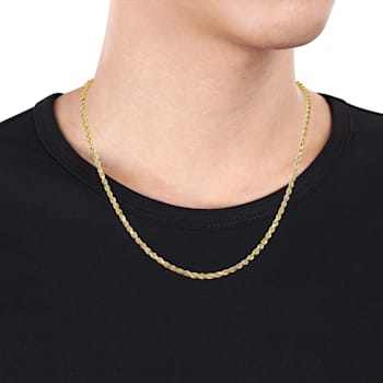 20 Inch Rope Chain Necklace in 14k Yellow Gold (3 mm)
