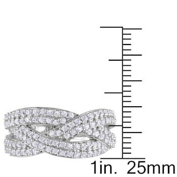 1 1/4 CT TGW Created White Sapphire Braided Ring in Sterling Silver