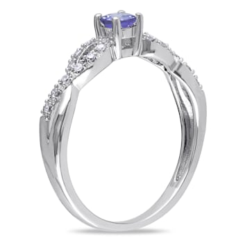 1/6 CT TGW Tanzanite and 1/10 CT TW Diamond Infinity Ring in Sterling Silver
