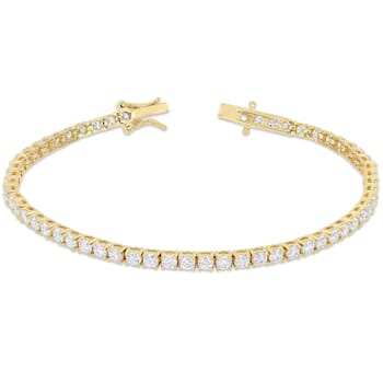 5 1/10ctw DEW Created Moissanite Tennis Bracelet in 18K Yellow Gold Over
Sterling Silver